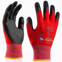 Art. 13750  RedFlex® 1 Strickhandschuh mit Beschichtung und Noppen,  Farbe: rot/schwarz