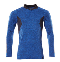 Polo-Shirt mit COOLMAX® PRO, Langarm, azurblau/schwarzblau