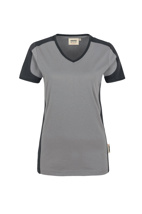 190-43 HAKRO Damen V-Shirt Contrast Mikralinar®, titan/anthrazit