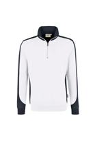 476-01 HAKRO Zip-Sweatshirt Contrast Mikralinar®, weiß/anthrazit