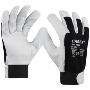 Art. 1522 Nappalederhandschuh mit Klettverschluss, Farbe: grau/schwarz