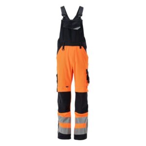 MASCOT® NEWCASTLE Latzhose, ORANGE/SCHWARZBLAU Teflon®-behandelt (65% Polyester/35% BW, 290 g/m²)
