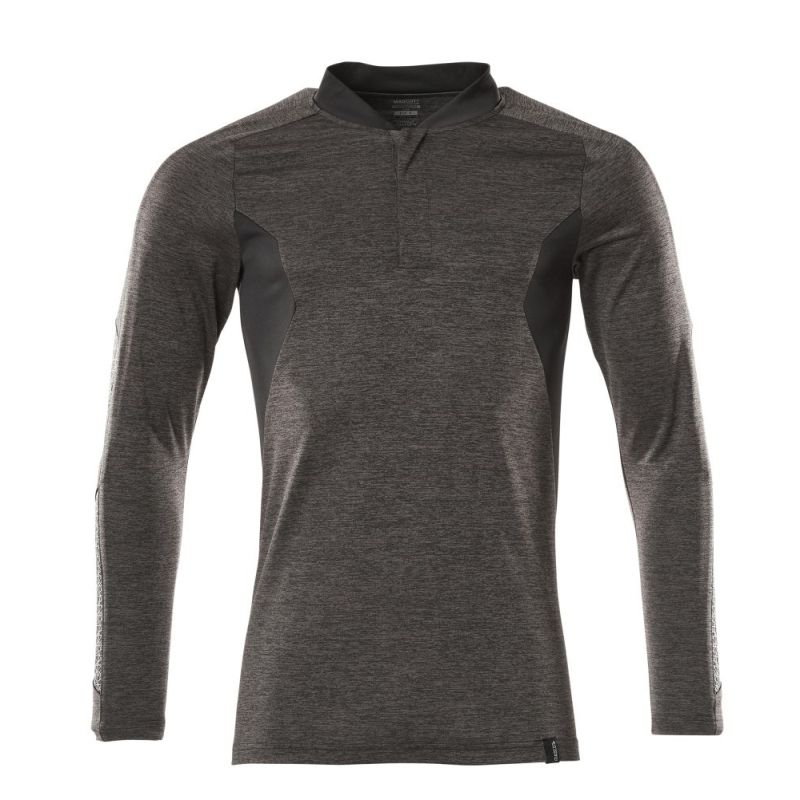 MASCOT® Accelerate Polo-Shirt mit COOLMAX®PRO, Langarm dunkelanthrazit/schwarz