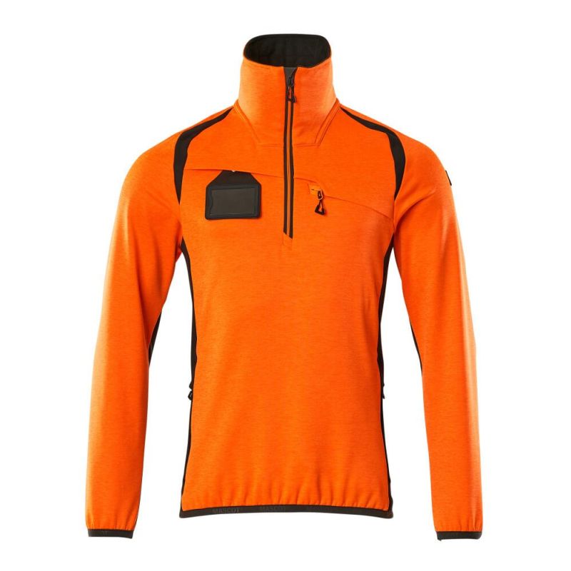 MASCOT® Accel. Safe Microfleecejacke Fleecepullover mit kurzem Reißverschluss hi-vis orange/dunkelanthrazit
