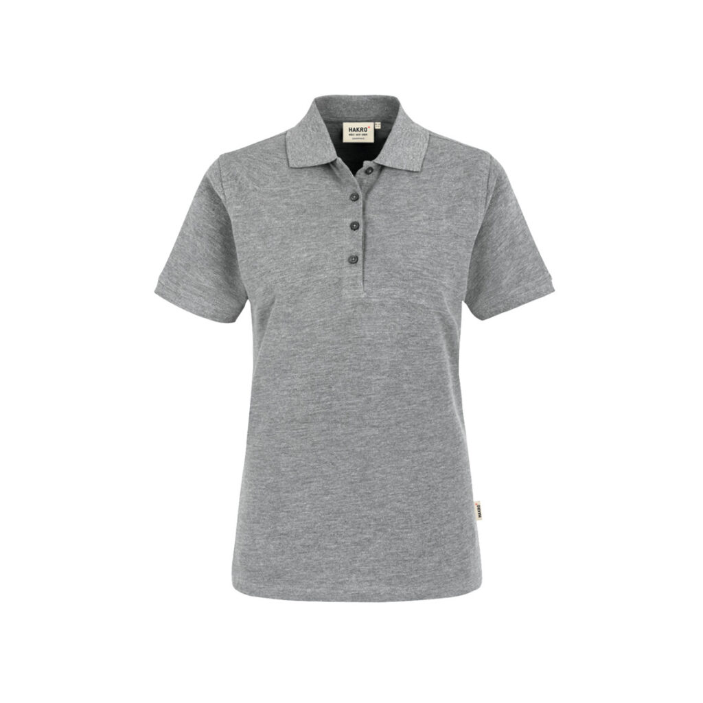 Women-Poloshirt Classic, GRAU-MELIERT (85% BW/15% Viskose, 200 g/m²)