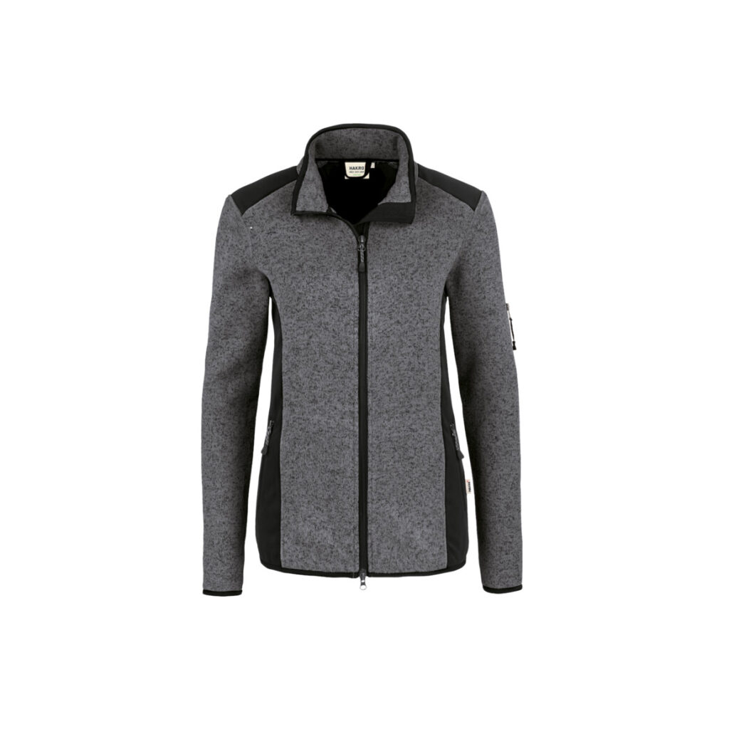HAKRO Damen Strickfleecejacke,ANTHRAZIT/MELIERT, (100% Polyester ca.280g/m²)