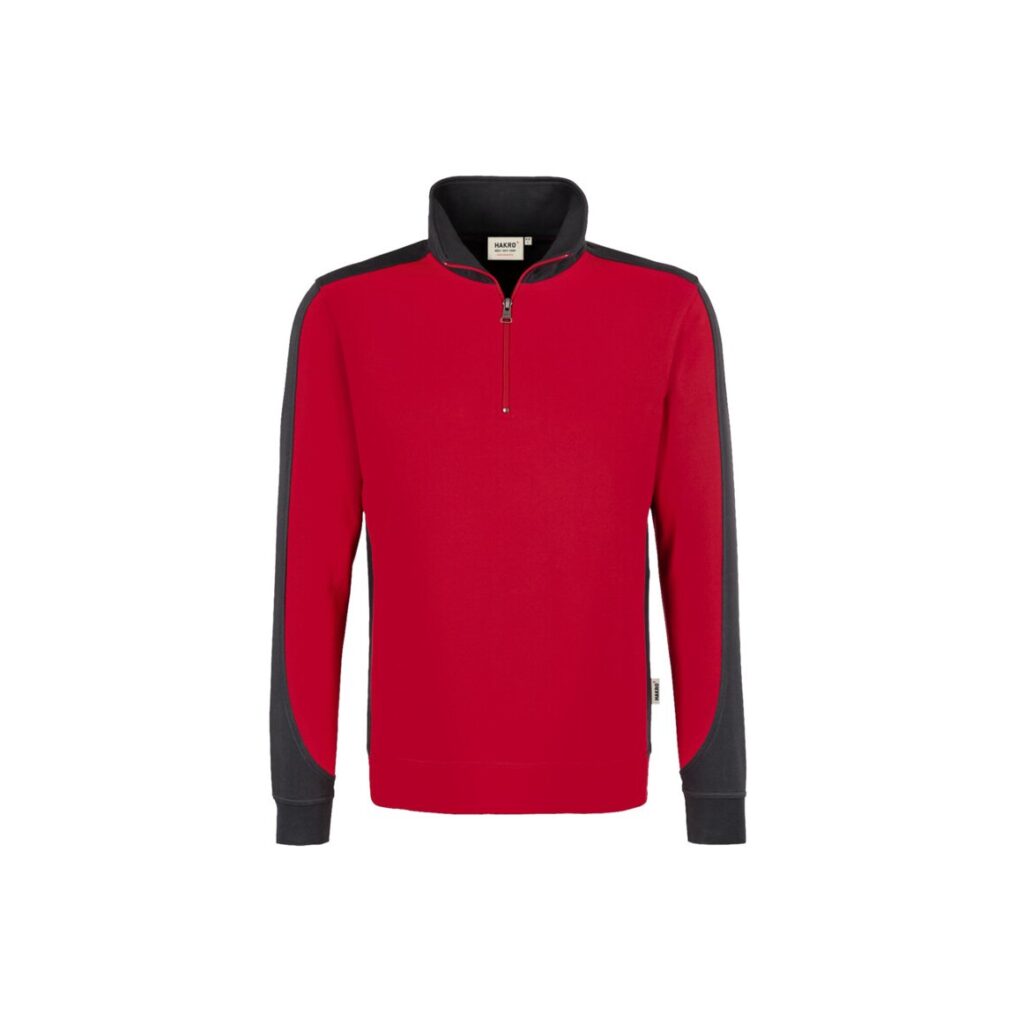 Zip-Sweatshirt-CONTRAST PERFORMANCE, Farbe rot/schwarz