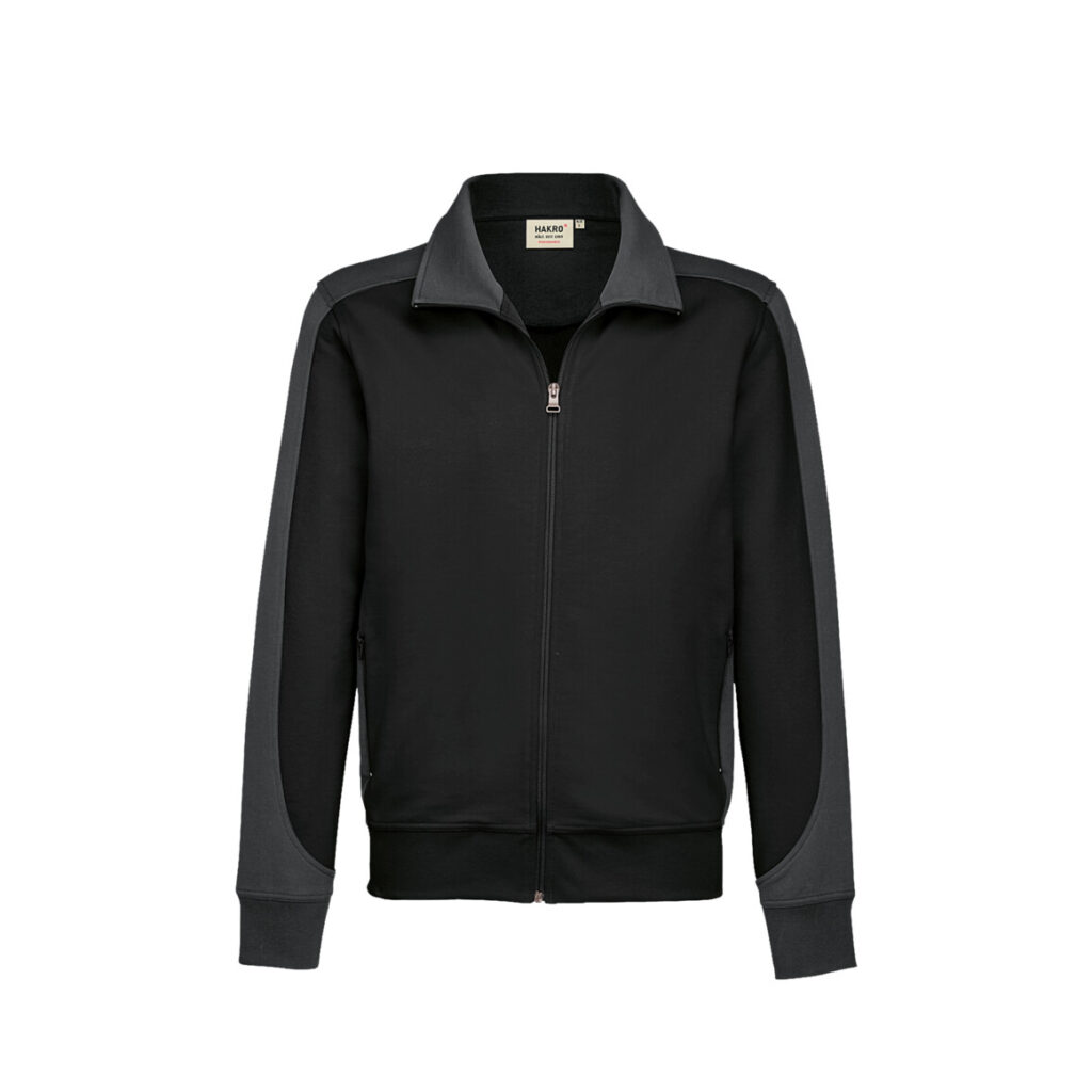 Herren-Sweatjacke Contrast Performance, schwarz/anthrazit