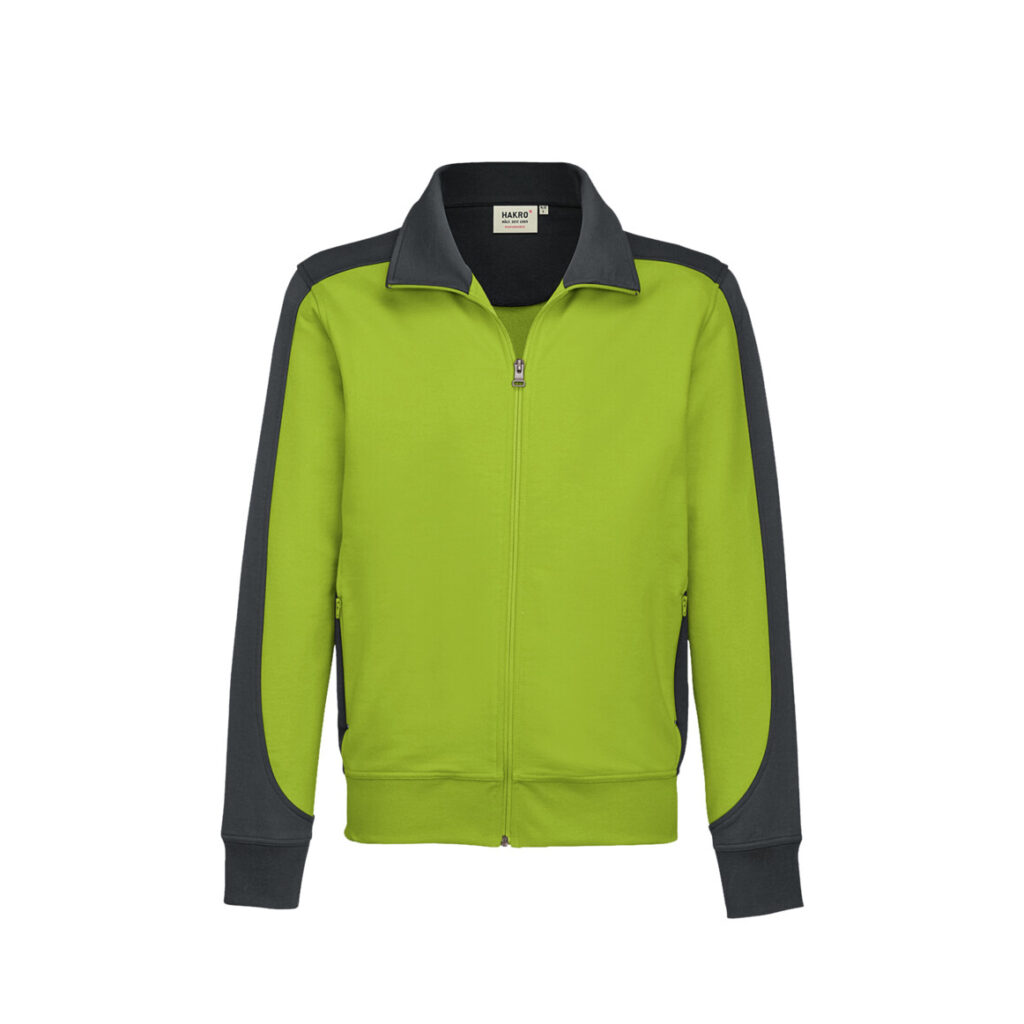 Herren-Sweatjacke Contrast Performance, kiwi/anthrazit