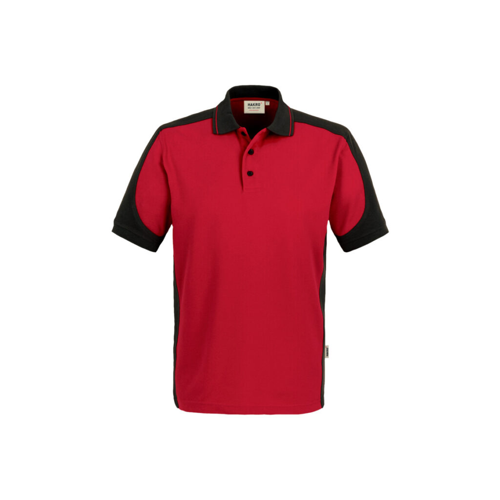 Poloshirt-CONTRAST PERFORMANCE, Farbe rot/schwarz
