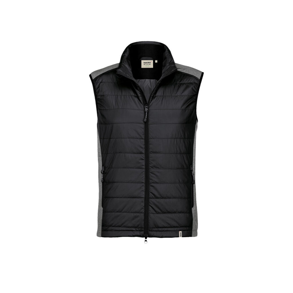 HAKRO Hybridweste Alabama, regular fit, schwarz, Micro-Ripstop aus 100 % Polyamid und Softshell aus 95 % Polyester und 5 % Elasthan, Wattierung aus 100 % Polyester