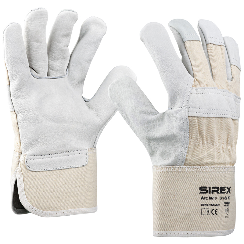 Art. R610 SIREX® Rindlederhandschuh, Farbe: grau/beige (natur)