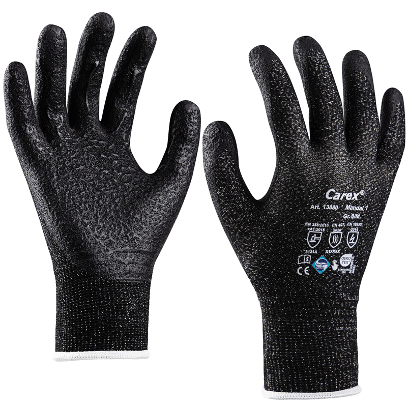 Art. 13880 Carex Mandal 1 Strickhandschuh, antistatisch, schwarze Beschichtung, Farbe: schwarz