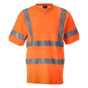 MASCOT® SAFE CLASSIC T-Shirt, PREMIUM HI-VIS ORANGE, m. Reflex-Schulterstreifen (50% BW/50% Polyester/ 140 g/m²)