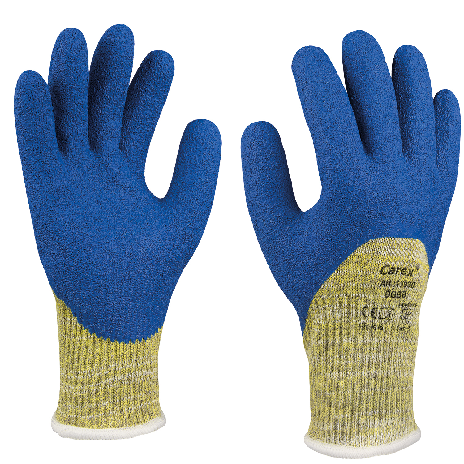 Art. 13930 Schnittschutzhandschuh mit Beschichtung, Farbe: gelb/weiß/blau