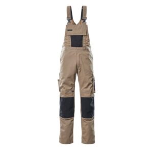 MASCOT® AUGSBURG Latzhose, HELLKHAKI/SCHWARZ (65% Polyester/35% BW, 270 g/m²)