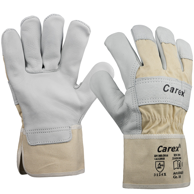 Art. 0162/KW Rindlederhandschuh, Farbe: grau/beige (natur)