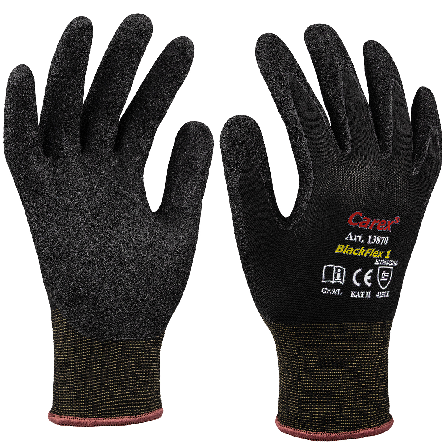Art. 13870 BlackFlex 1 Strickhandschuh mit Beschichtung, Farbe: schwarz