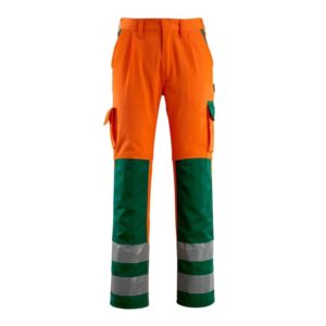 MASCOT® OLINDA Hose, ORANGE/GRÜN Teflon®-behandelt (65% Polyester/35% BW, 290 g/m²)