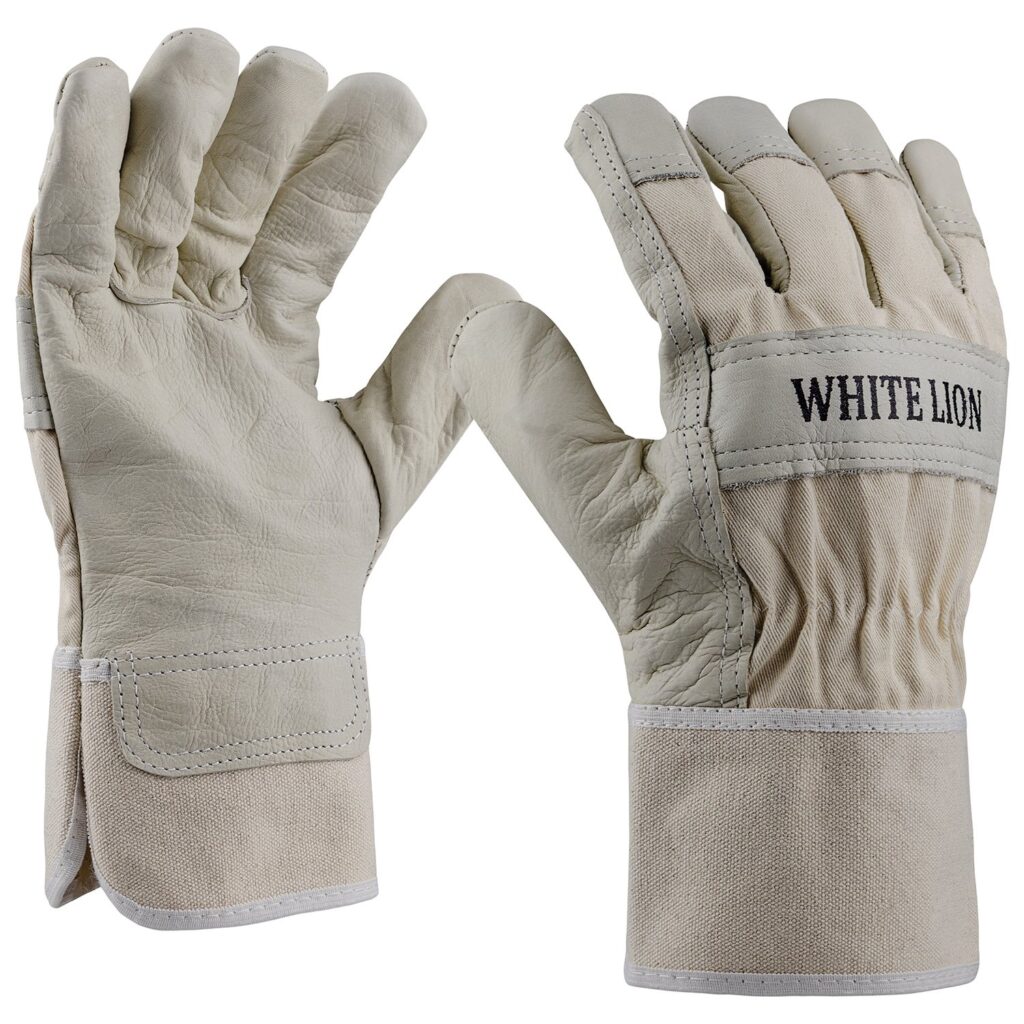 Art. 0166/LION White Lion Ziegenlederhandschuh,  Farbe: grau/beige