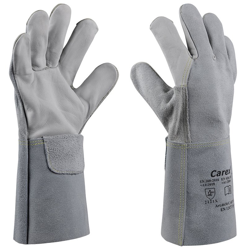 Art. 6630/C-KEV Schweißerschutzhandschuh, Rindleder, Farbe: grau, Länge ca. 35 cm