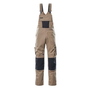 MASCOT® AUGSBURG Latzhose, HELLKHAKI/SCHWARZ (65% Polyester/35% BW, 270 g/m²)