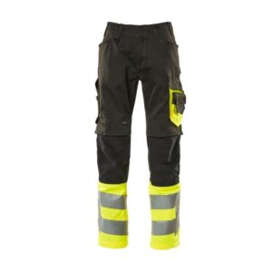 MASCOT® LEEDS Hose, SCHWARZ/HI-VIS GELB Teflon®-behandelt (65% Polyester/35% BW, 290 g/m²)