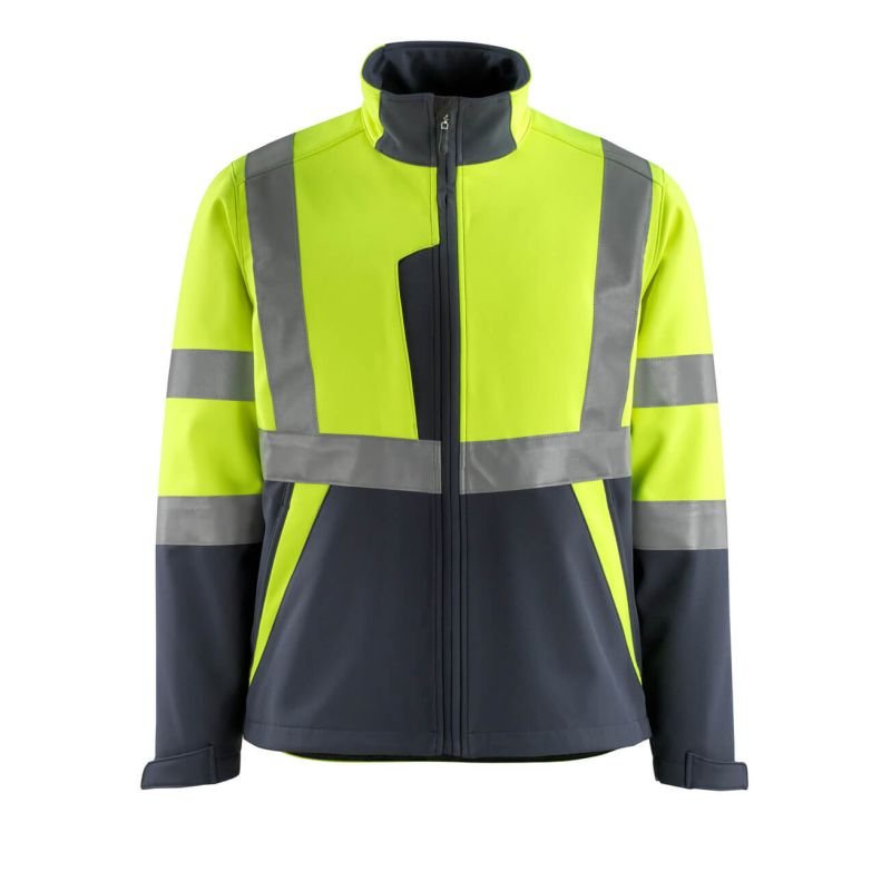 MASCOT® KIAMA Soft Shell Jacke, GELB/SCHWARZBLAU (100% Polyester, 280 g/m²)