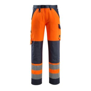 MASCOT® MAITLAND Warnschutz-Bundhose, HI-VIS ORANGE/ SCHWARZBLAU (80% Polyester/20% BW, 285 g/m²)