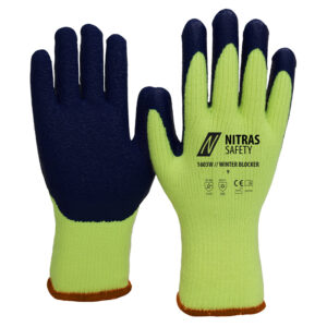 1603W NITRAS Winter Blocker, Winterhandschuh neongelb mit blauer Latexbeschichtung
