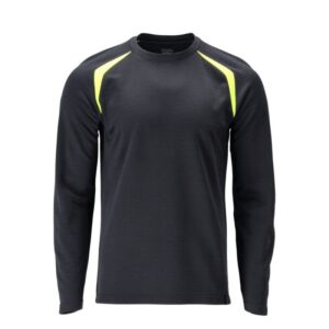 MASCOT® Ac.Multisafe T-shirt  Langarm, moderne Passform schwarzblau/hi-vis gelb