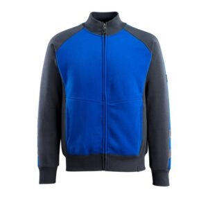 MASCOT® AMBERG, Sweatshirt mit Reißverschluss kornblau/schwarzblau (60% BW/40% Polyester, 340 g/m²)