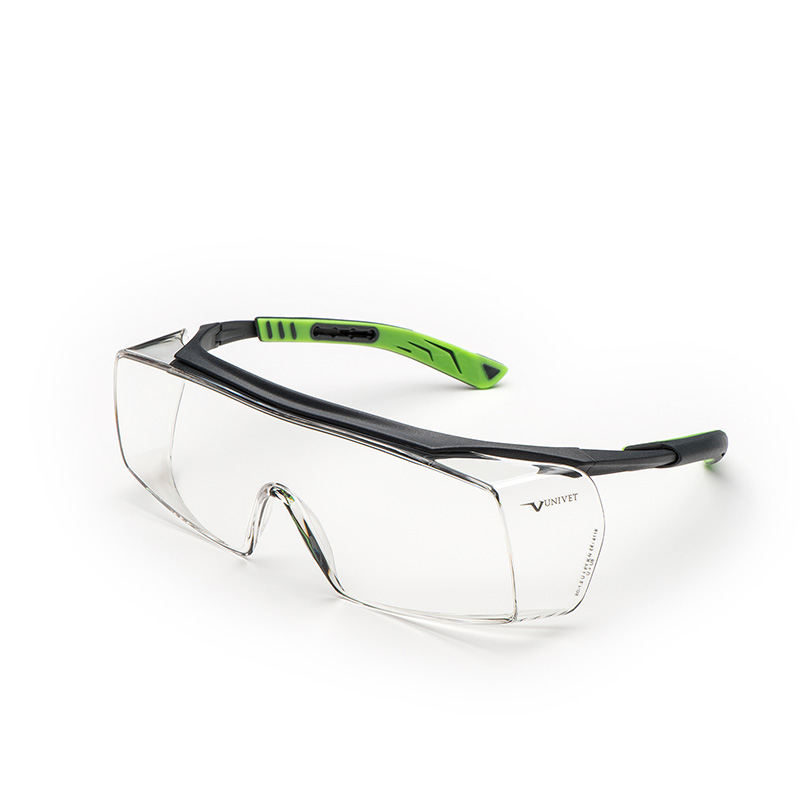 UNIVET 5X7 OVERSPEC-Überbrille, gun metallic/ grün, Scheibe klar, UV400