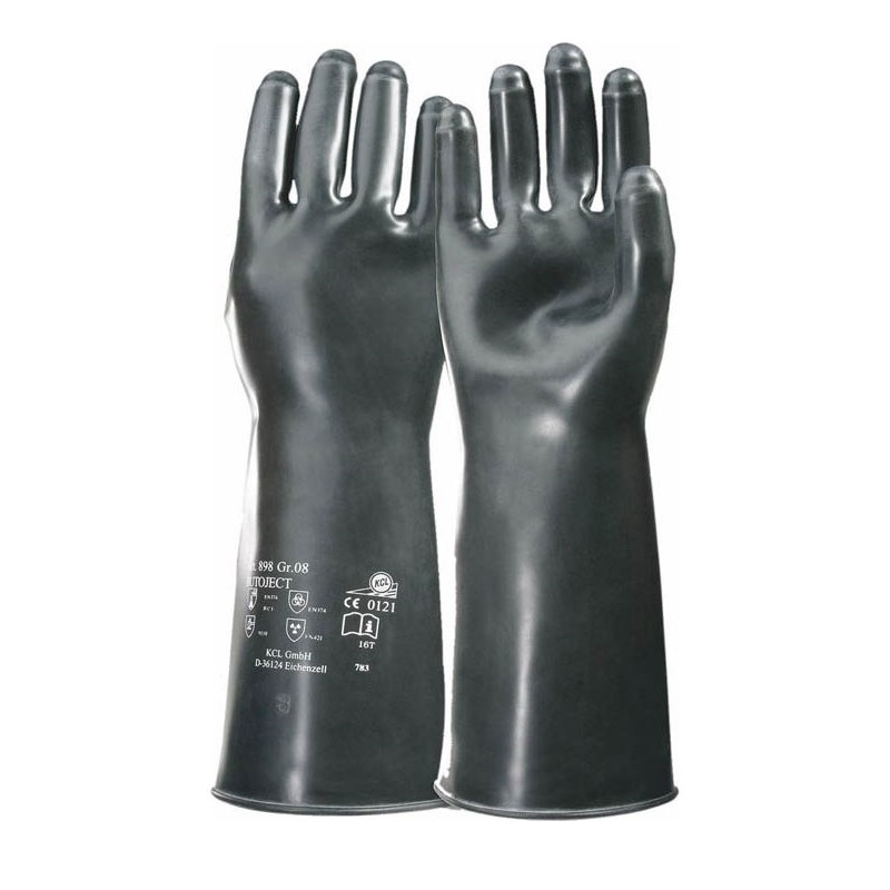 Butoject Butyl-Handschuh schwarz, Rollrand, ca. 35 cm lg.