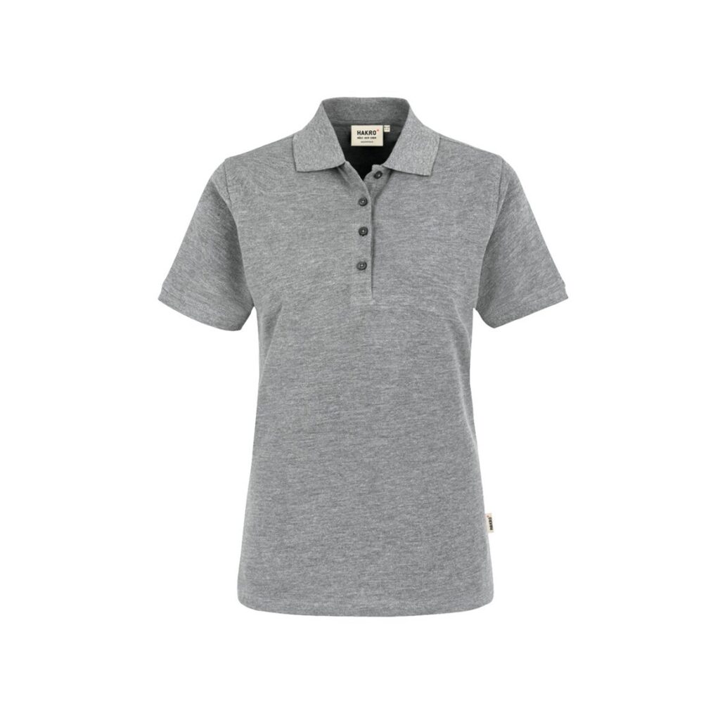 Women-Poloshirt Classic, GRAU-MELIERT (85% BW/15% Viskose, 200 g/m²)