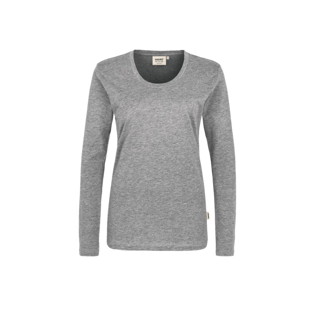 Women-Longsleeve Classic, GRAU-MELIERT (85% BW/15% Viskose, 160 g/m²)