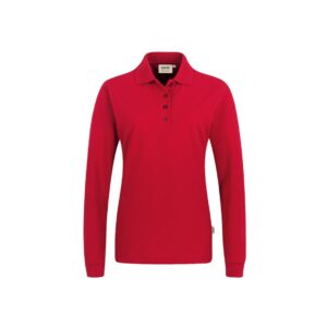 Women-Longsleeve-Poloshirt Performance, ROT (50% BW/50% Polyester, 220 g/m²)