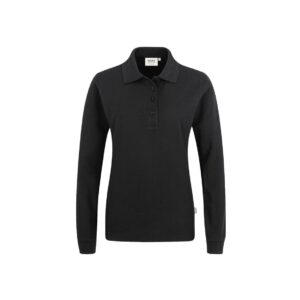 Women-Longsleeve-Poloshirt Performance, SCHWARZ (50% BW/50% Polyester, 220 g/m²)