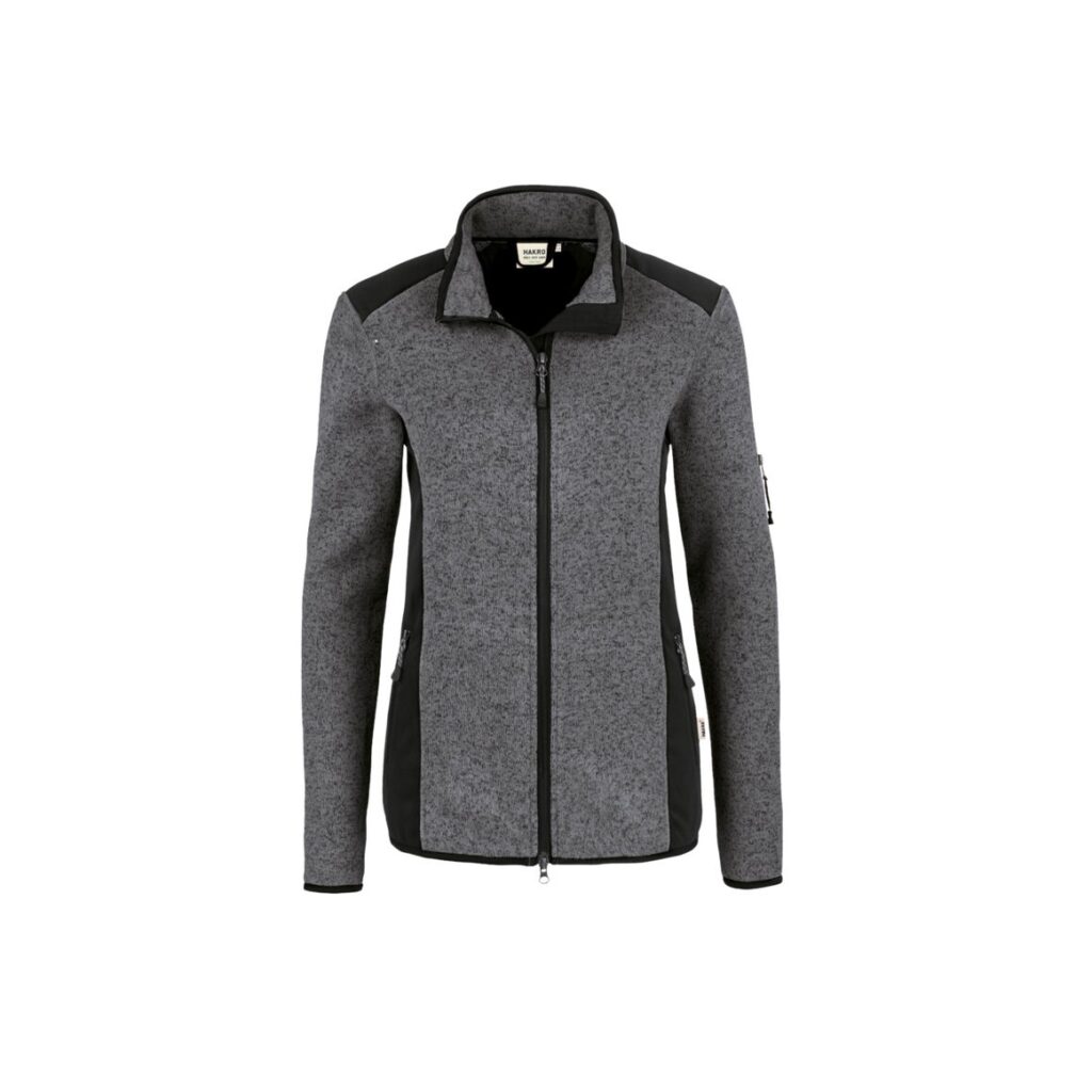 HAKRO Damen Strickfleecejacke,ANTHRAZIT/MELIERT, (100% Polyester ca.280g/m²)