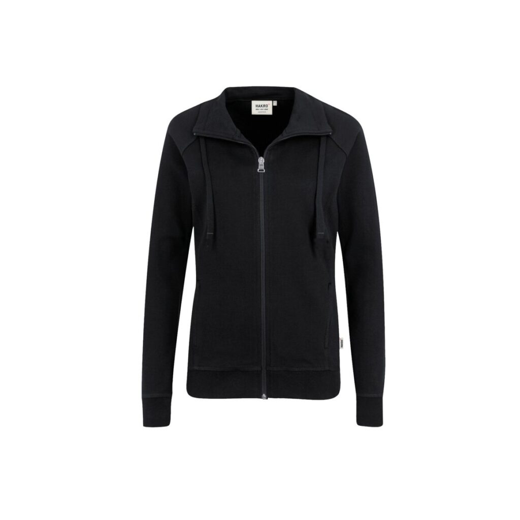 Women-Sweatjacke College, SCHWARZ (70% BW/30% Polyester, 300 g/m²)