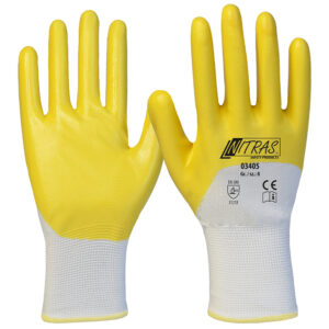 03405 Nitrilhandschuhe, 3/4-beschichtet,Polyester, Beschichtung, gelb