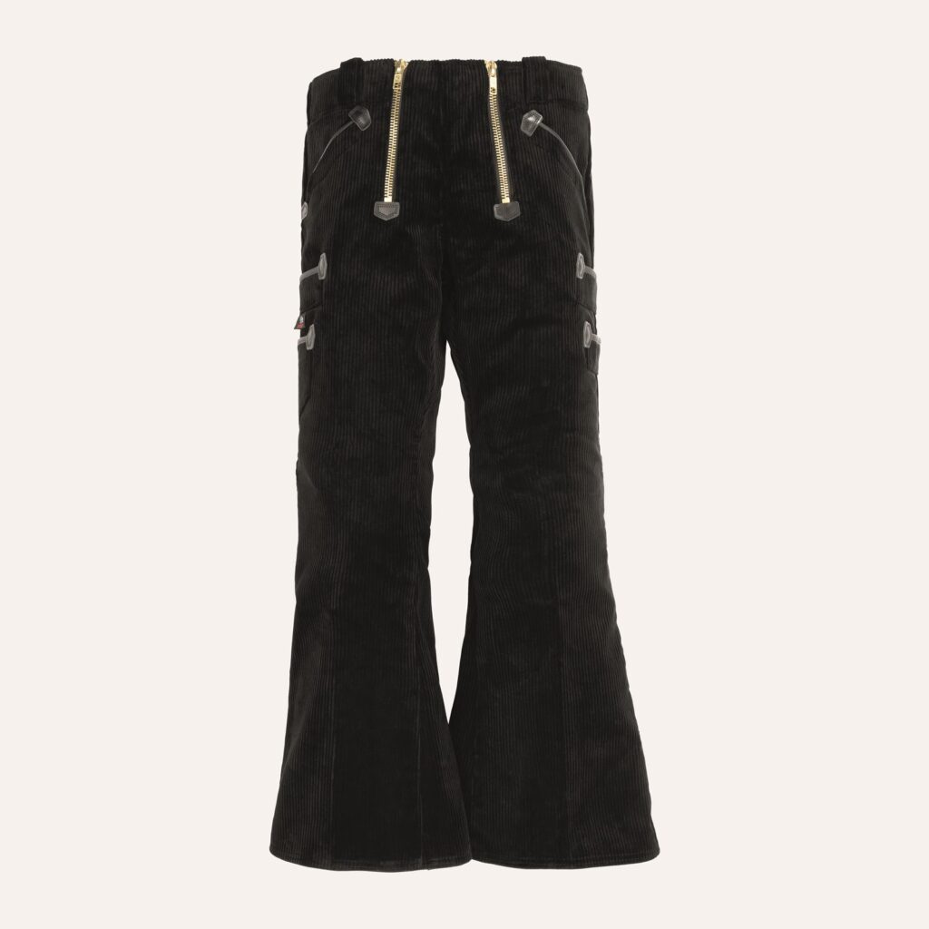 Zunfthose Trenkercord Dreidraht m. Echtleder, m. Schlag, schwarz (85% BW/15% Pol., 600g/m²