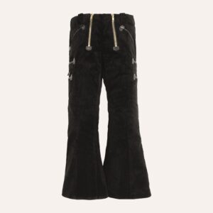 Zunfthose Trenkercord Dreidraht m. Echtleder, m. Schlag, schwarz (85% BW/15% Pol., 600g/m²