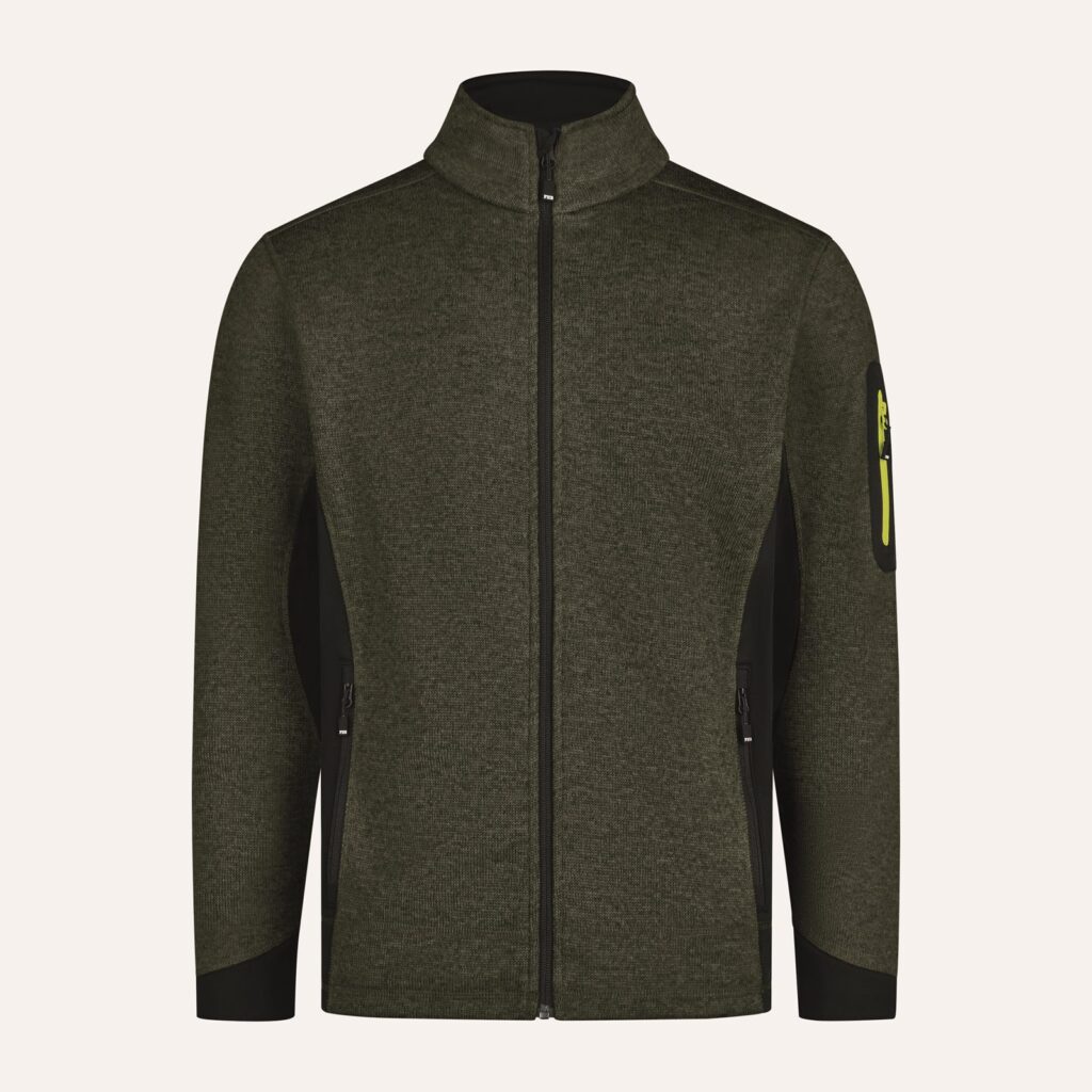 FHB CHRISTOPH Strick-Fleece-Jacke, oliv-schwarz