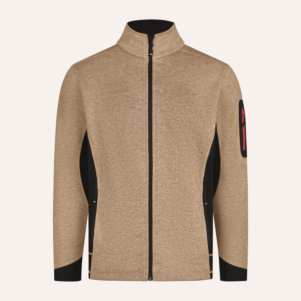 FHB CHRISTOPH Strick-Fleece-Jacke, beige-schwarz
