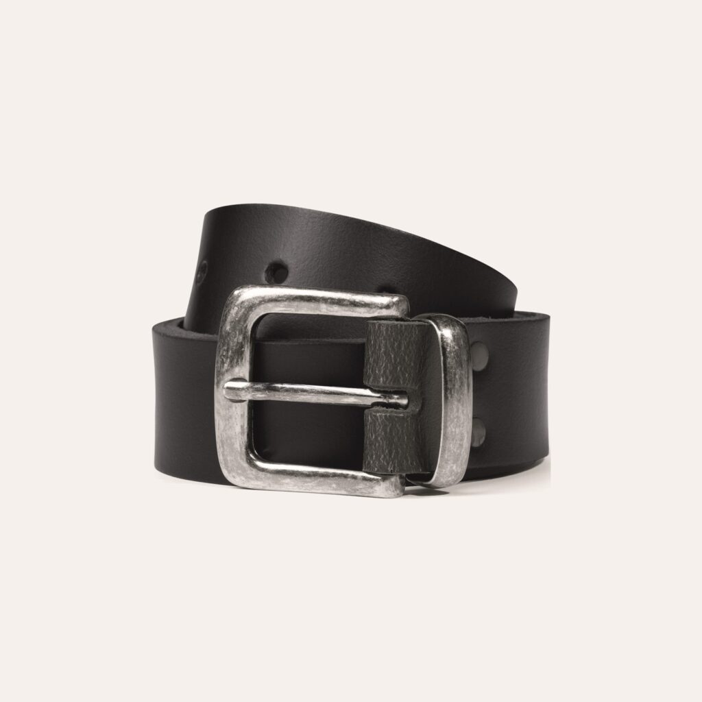 WOLFGANG Ledergürtel, Eindornschnalle, schwarz, 40 mm breit